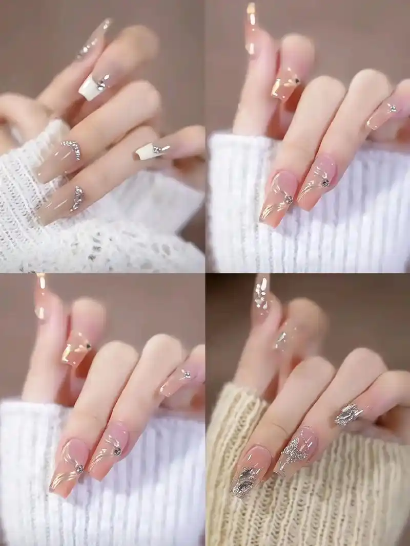 纯欲气质美甲,温柔不欺而遇清透系列,简约低调日常通勤,给人一 - 抖音