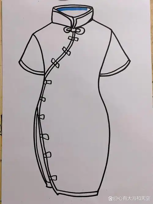 少儿创意绘画《旗袍》步骤|线稿|设计感满满