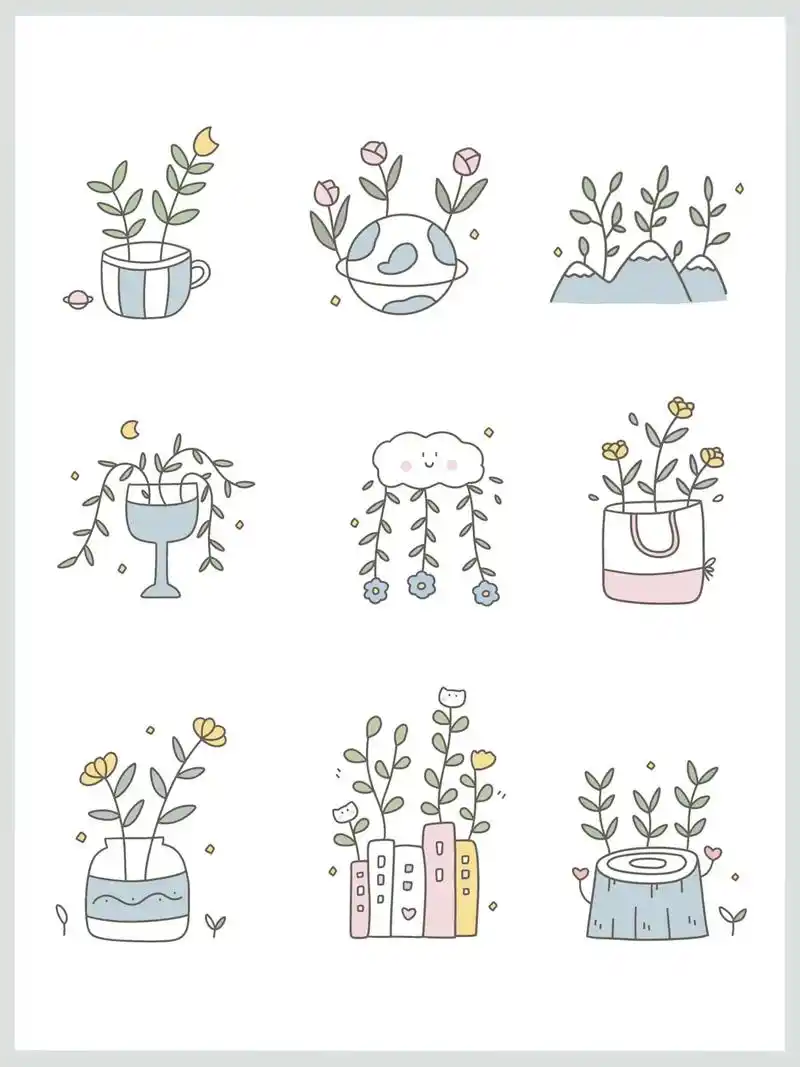 春天花草植物简笔画教程南子原创