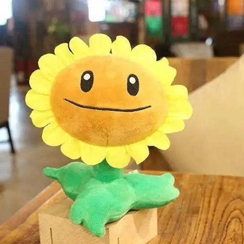 植物大战僵尸玩偶毛绒玩具太阳花菜问拦路铁桶巨人僵尸公仔全套太阳花