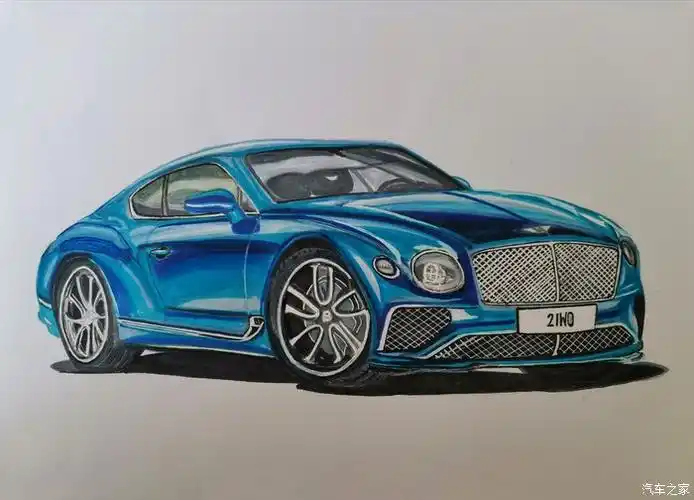 汽车手绘#手绘豪华超跑宾利欧陆gt