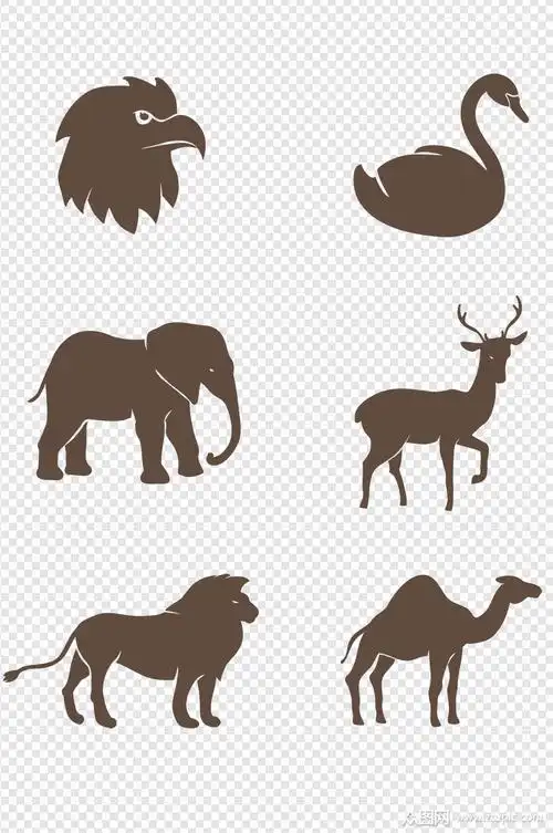 动物认知剪影镂空模板手抄报元素素材素材