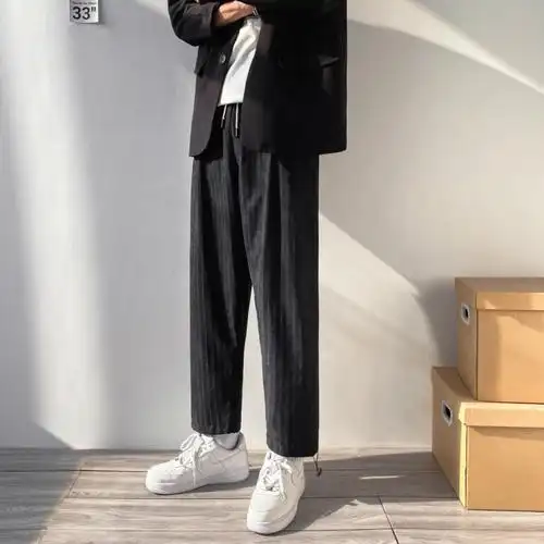 manloric冰丝阔腿裤男士薄款宽松直筒休闲裤韩版潮流百搭垂感长裤ss