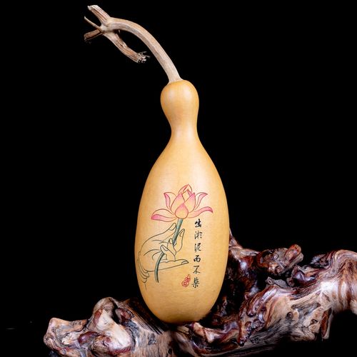 葫仙天然葫芦摆件手工雕刻墨刻针刺文玩手捻葫芦