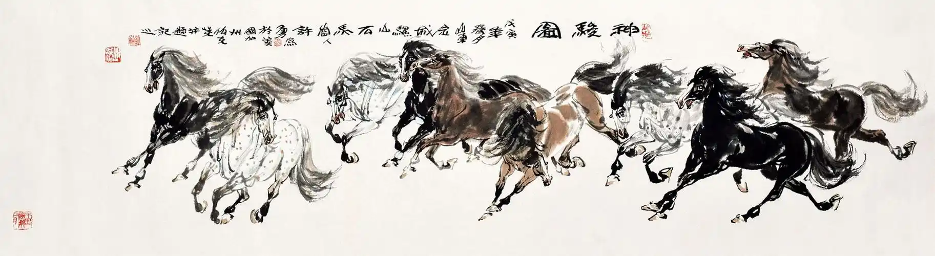 【神骏图(九匹马) 镜心 设色纸本】拍卖品_图片_价格_鉴赏_绘画_雅昌