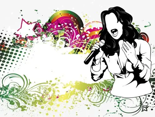 矢量唱歌装饰图案免扣素材