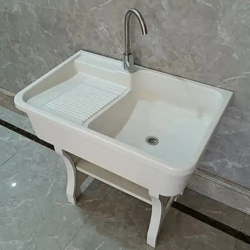 阳台石英石洗衣池带搓板石头洗衣池大理石一体水池水槽洗衣池台盆