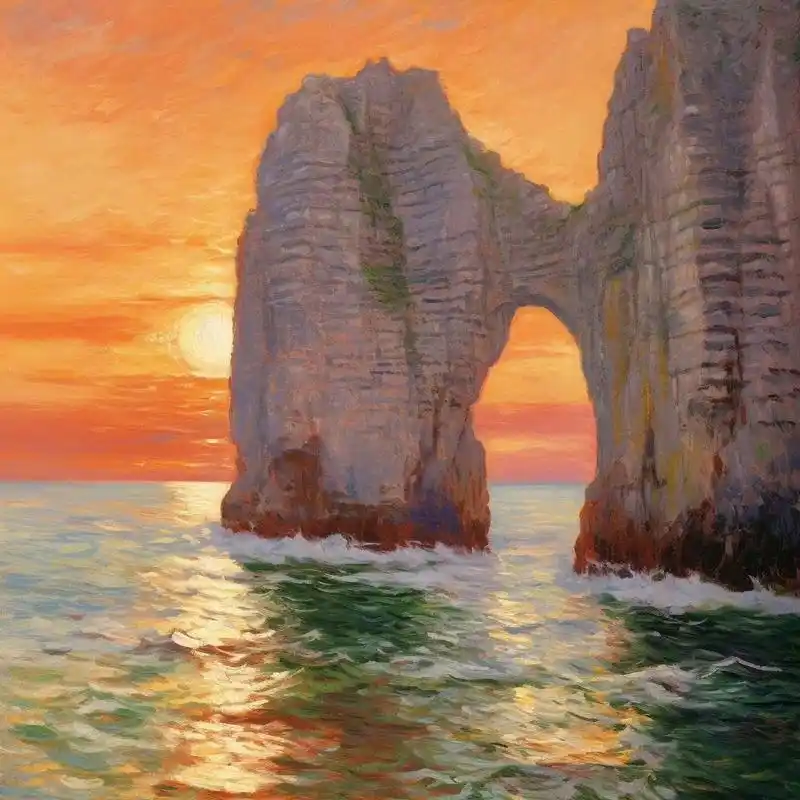 莫奈印象日出和日落,主打就是一个唯美!#绘画# #油画# #ai绘画