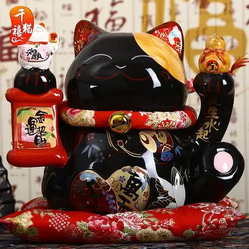 招财正版摆件日本大号黑色开业礼品招财猫