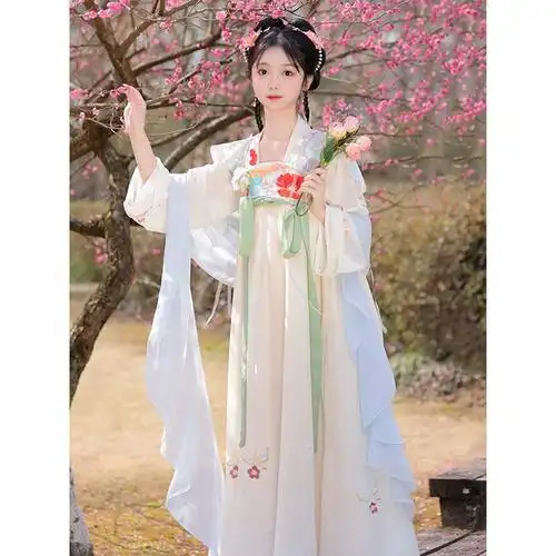 唐制齐胸襦裙汉服女2024新款柒玥瑾原创满园春色春季日常古装