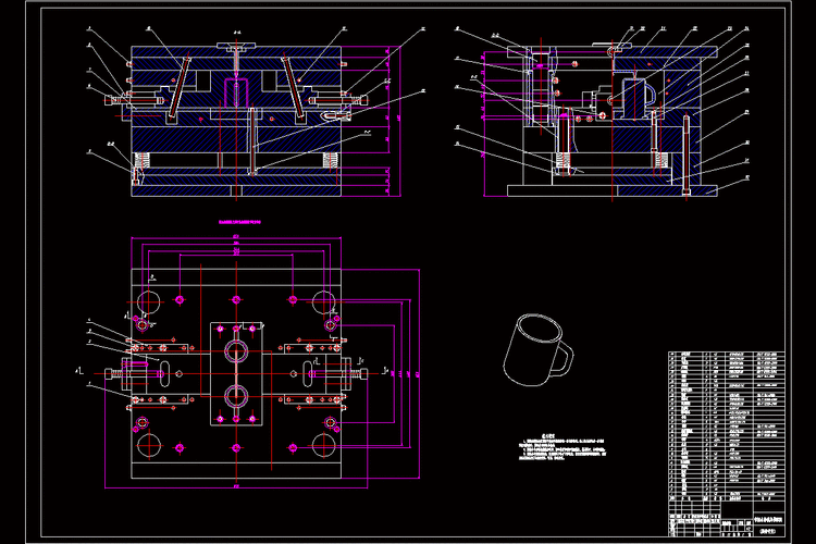 带手柄水杯注塑模具设计_装配图网
