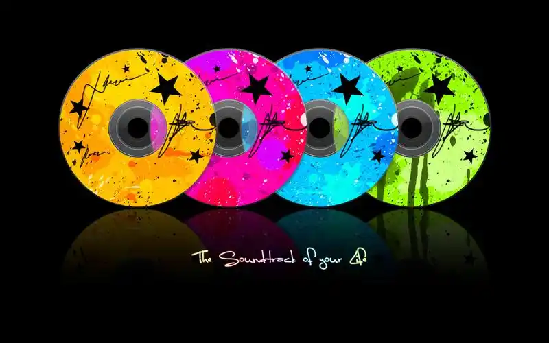 精选爱音乐创意个性五彩光盘文艺范电脑桌面壁纸下载