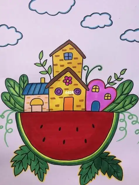 彩色房子画简笔画