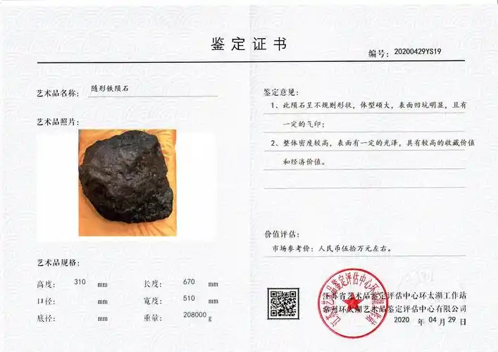 随形铁陨石_江苏省艺术品鉴定评估中心环太湖工作站