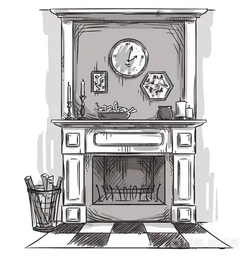 手工绘制的壁炉在家里舒适的地方