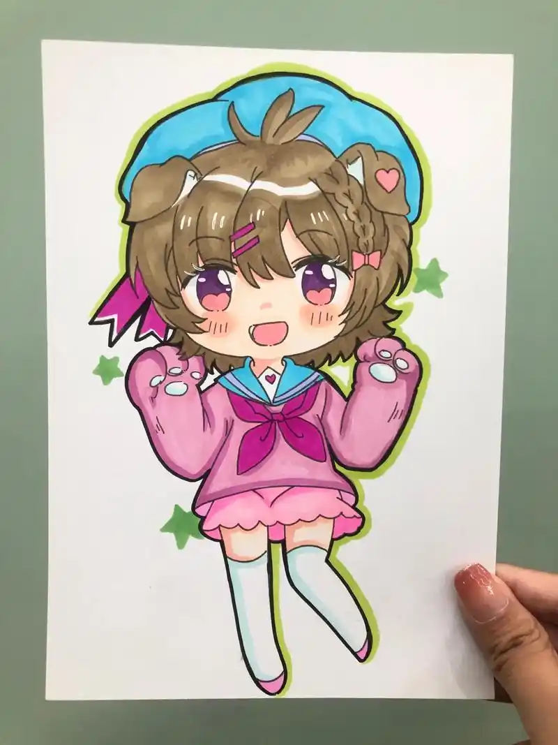 第57幅初级动漫女生人物附线稿