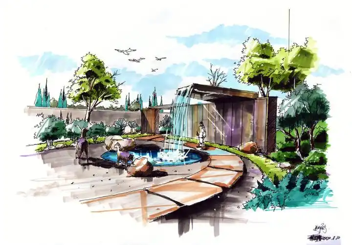 考研手绘  #手绘打卡  #艺术设计  #设计  #环境设计  #环艺  #环艺