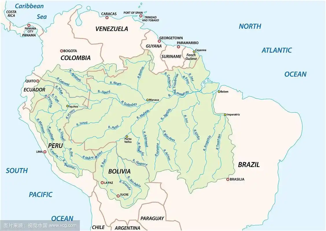 亚马逊河流域的地图