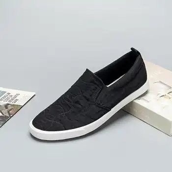低帮帆布鞋男雨伞布防水布鞋平底鞋男软底秋冬款男一脚蹬凡布鞋黑色42