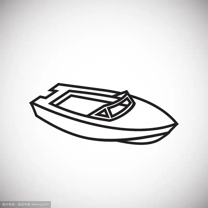 摩托艇在白色背景上的细线