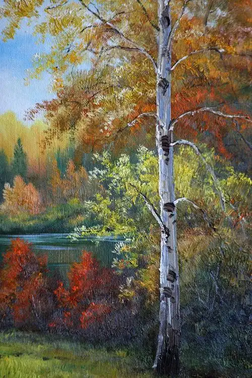 谢诚斌《金秋时节》布面油画 60x90cm