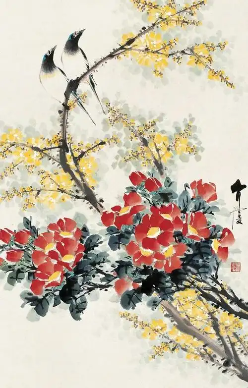 江寒汀入室弟子,房介复花鸟画作品欣赏