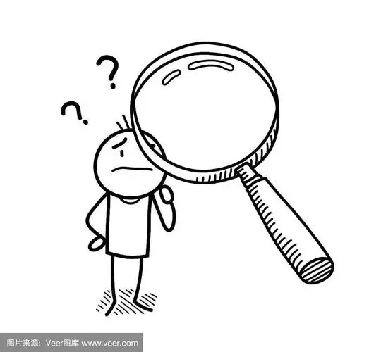 正在用放大镜观察的奇怪简笔涂鸦