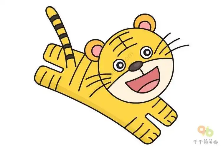 中国画老虎简笔画彩色