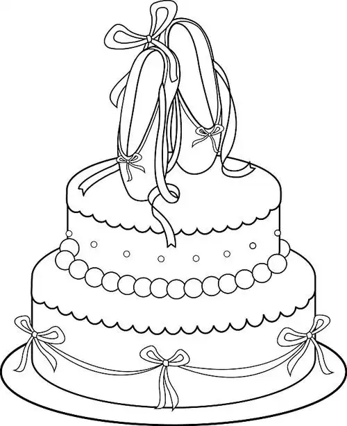 穿芭蕾舞鞋的生日蛋糕元素下载