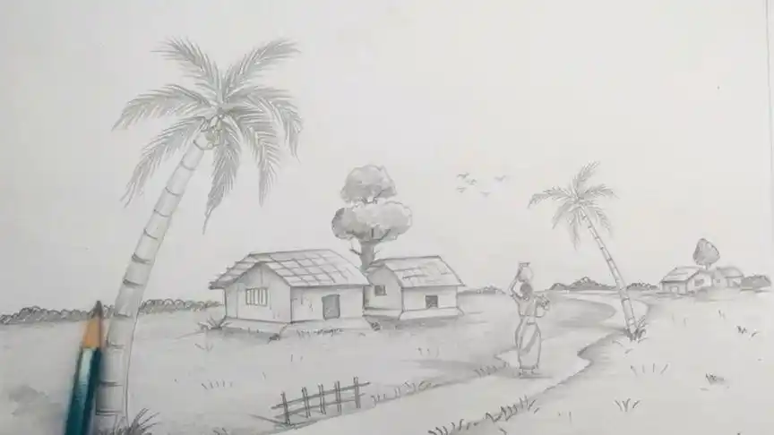 用铅笔画风景画,有趣的风景素描,画起来吧!