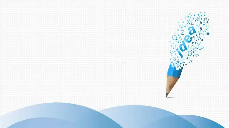 蓝色简洁创意铅笔背景工作汇报ppt模板