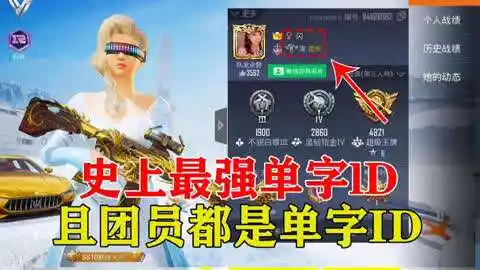 鸡哥带你吃鸡-和平精英 吃鸡史上最强单字id,价值几辆黄金玛莎,且军团