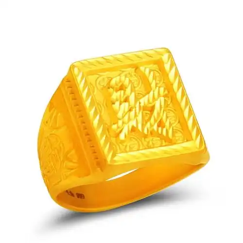 冠霸黄金戒指男发财戒指足金999戒指指环男方戒3d硬金戒指结婚
