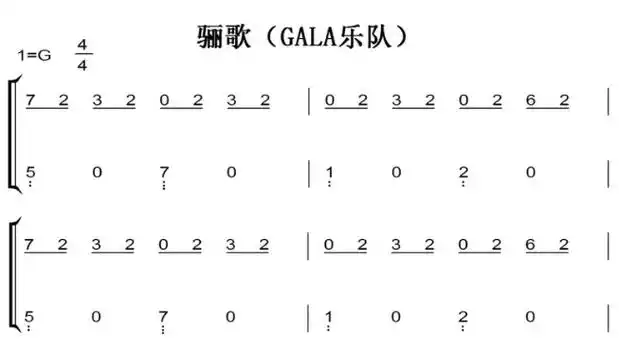 骊歌(gala乐队)钢琴谱简谱 双手简谱 可试听 原版 经典名曲