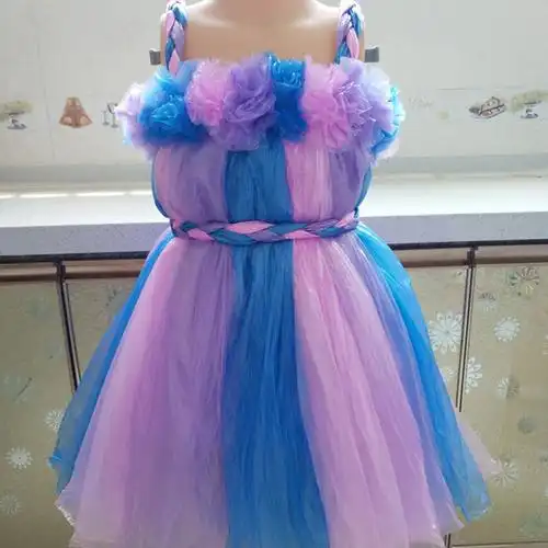 儿童环保时装秀服装女孩手工衣服亲子装diy材料幼儿园表演走秀服