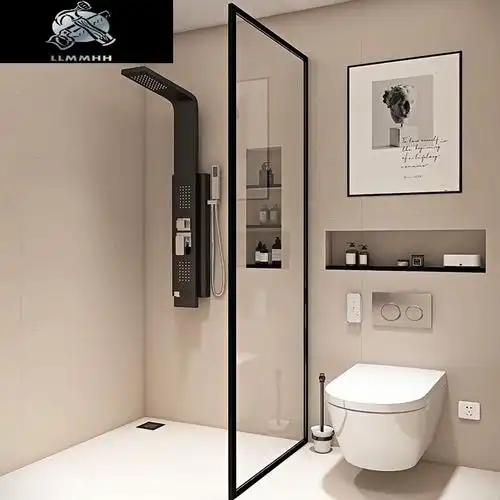 llmmhh浴室淋浴间卫生间干湿分离隔断屏风洗澡间厕所卫浴玻璃极窄