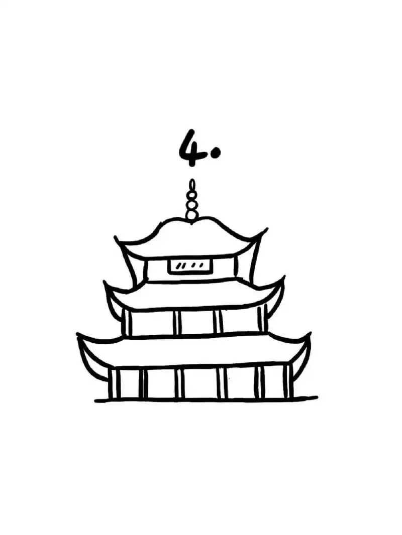 地标建筑简笔画教程12 最近画了很多古风的建筑,岳阳楼的建筑依旧是