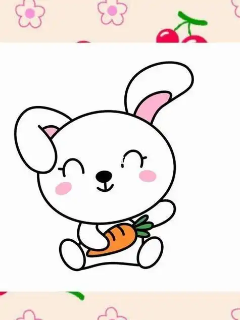 兔子漂亮简笔画带颜色