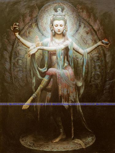 线绣 满绣印花 印布包邮 书房卧室玄关仕女飞天十字绣 敦煌壁画-7