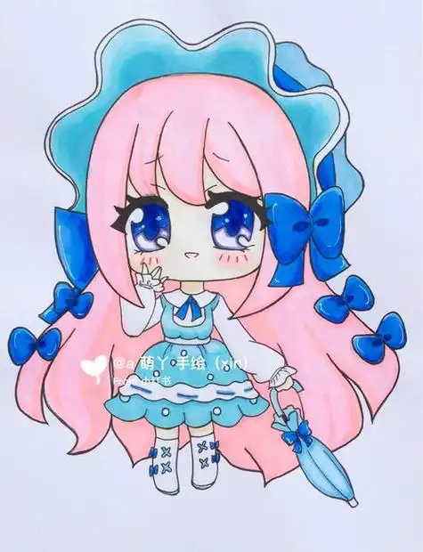 动漫线稿 黑白线稿素材马克笔手绘丨超可爱的q版人物又来啦~马克笔