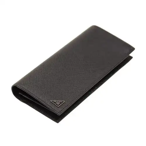 prada/普拉达 男士 三角标 牛皮 长款对折钱夹 钱包 黑色 2mv836 2e3e