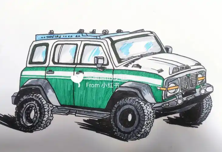 儿童创意美术  #儿童画  #写生  #分享  #绘画  #绘画日常  #越野车