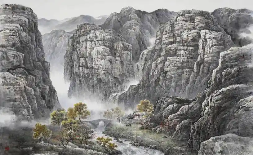 名家孙九江山水画气势磅礴