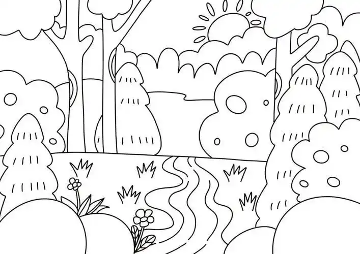 住在森林里的小女巫森林简笔画美术文化绘画看着一幅幅生动的森林动物