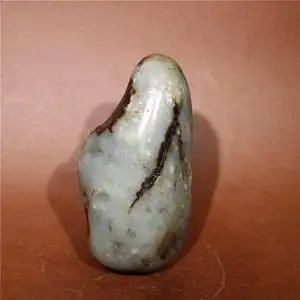 356克新疆和田青玉籽料原石雪花玉石带皮色特色籽料一手抓把件料