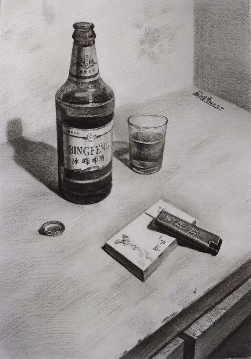 素描啤酒瓶步骤图,加关注看更多素描精品画#素描#六维云 #啤 - 抖音