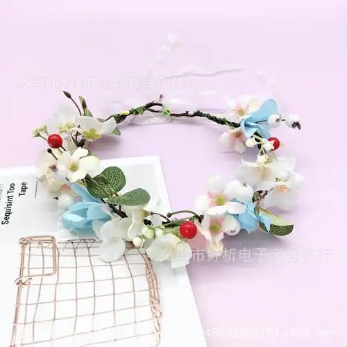 新款森系夏威夷仿真花头环发带舞蹈演出服饰头花儿童拍照花环饰品