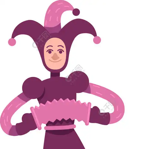 小丑平面颜色矢量字符演奏乐器的中世纪小丑小丑表演用于网页图形设计