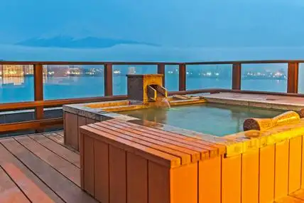 富士山温泉日本露天温泉温泉与富士山景观照片