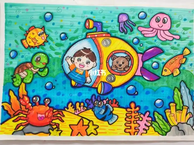 马克笔儿童简笔画海底世界02学前教育